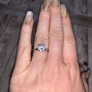 3 carat 925 silver CZ round solitaire ring size 6